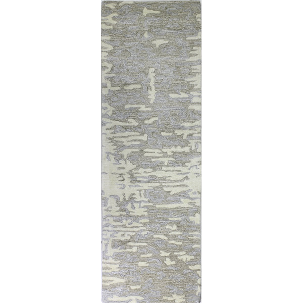 17 Stories Lenus Handmade Ivory/Blue/Brown Rug Wayfair